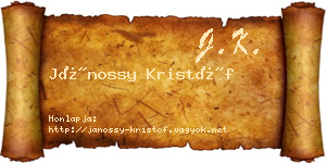 Jánossy Kristóf névjegykártya